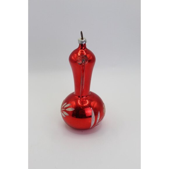 Vintage Red Glass Teapot Ornament - Hand Blown Polish Christmas Decor 1950s - Picture 4 of 10